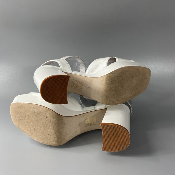 Jeffrey Campbell Amma Platform Slingback Heeled Sandals White Patent Size 8 - Picture 8 of 11